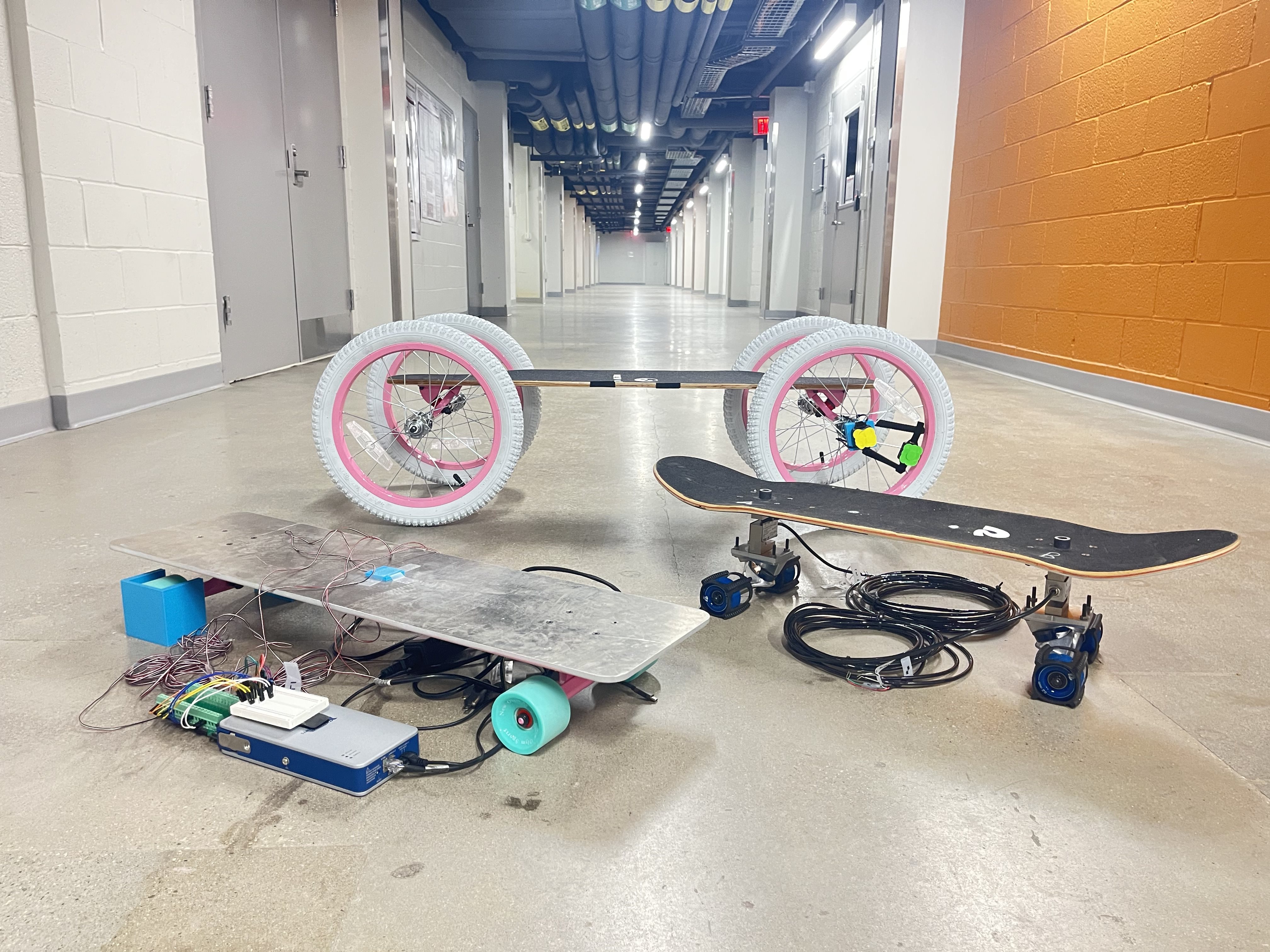 Three skateboard prototypes