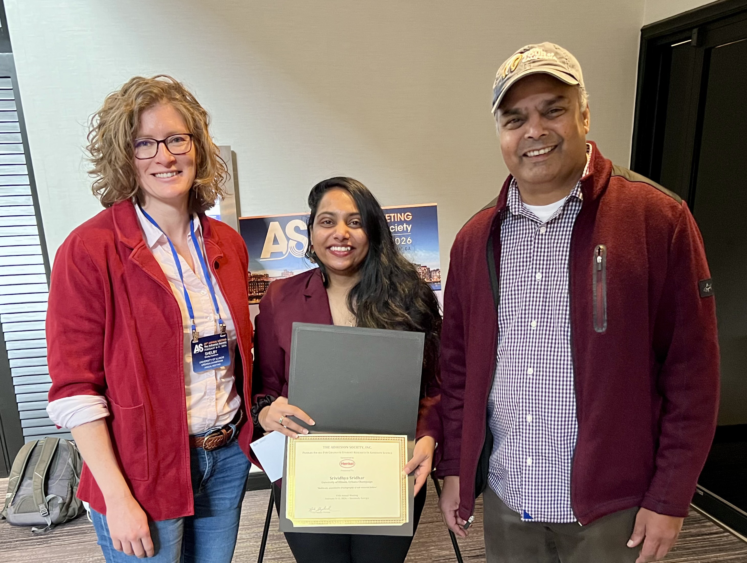 Shelby Hutchens, Srividhya Sridhar, and Sridhar's uncle