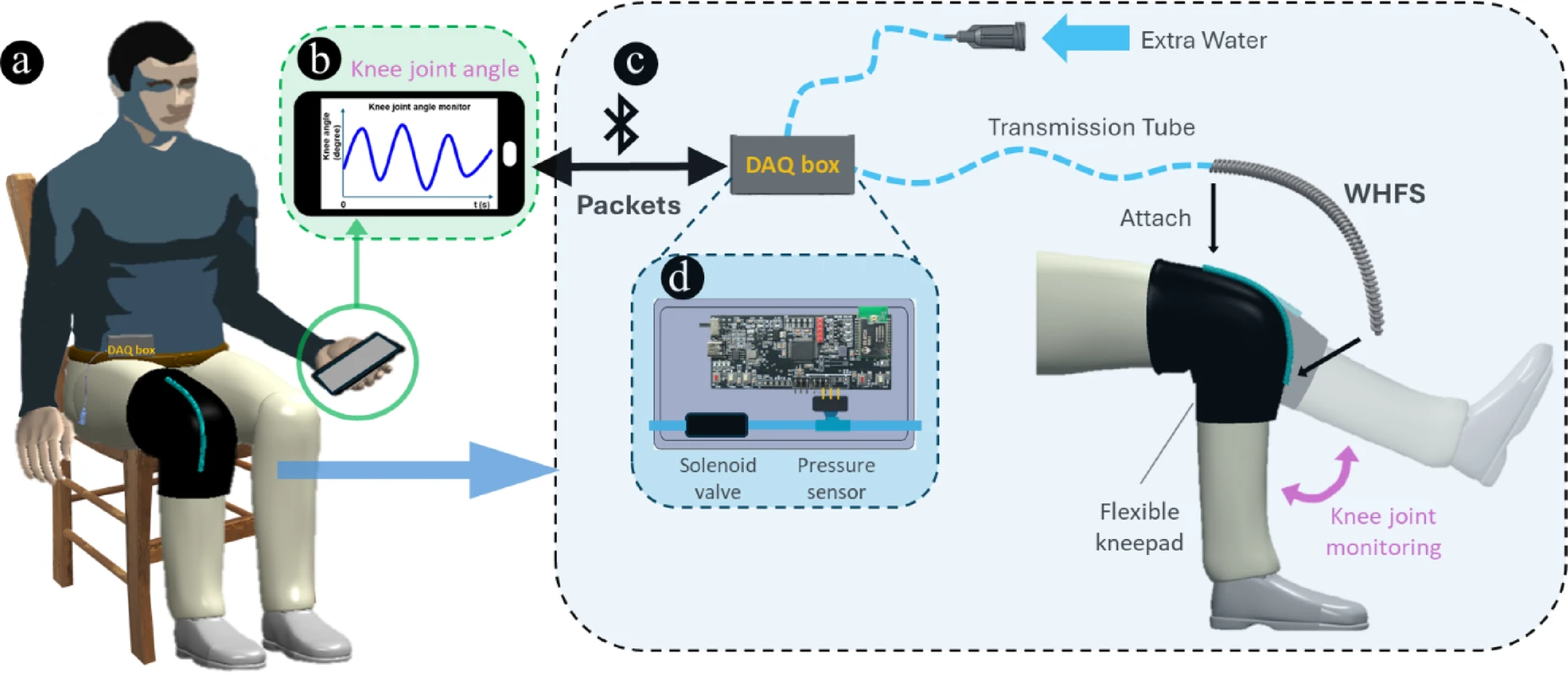 diagram of how the Kneesense device works