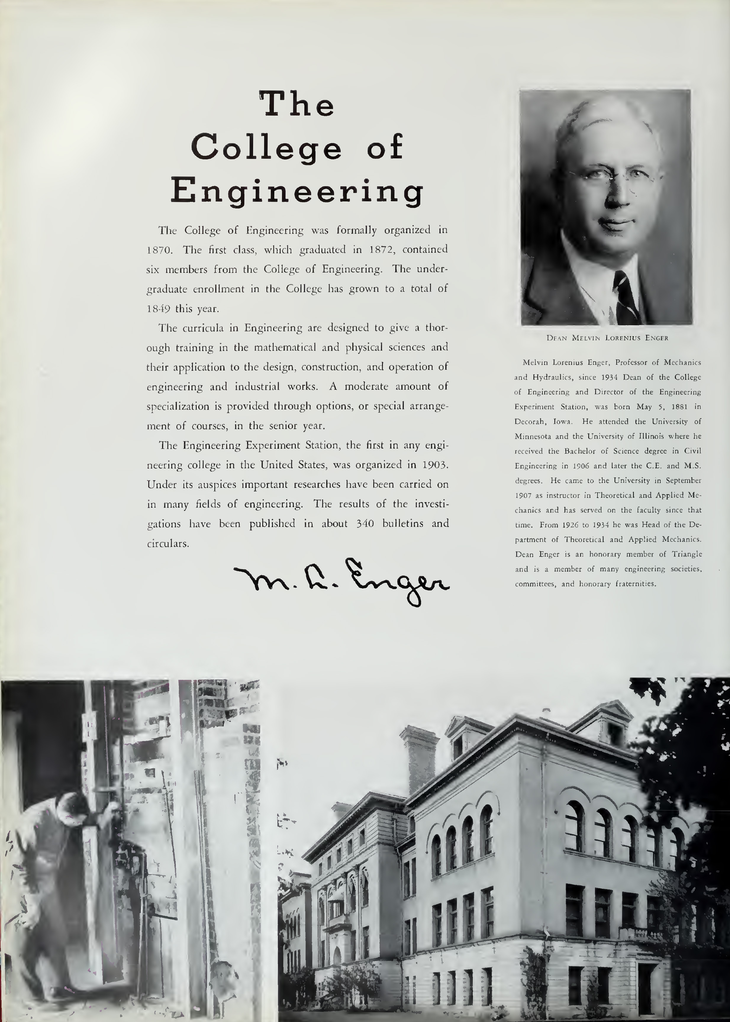 page from the 1939 volume of the Illio yearbook. photo and note from Melvin Lorenius Enger