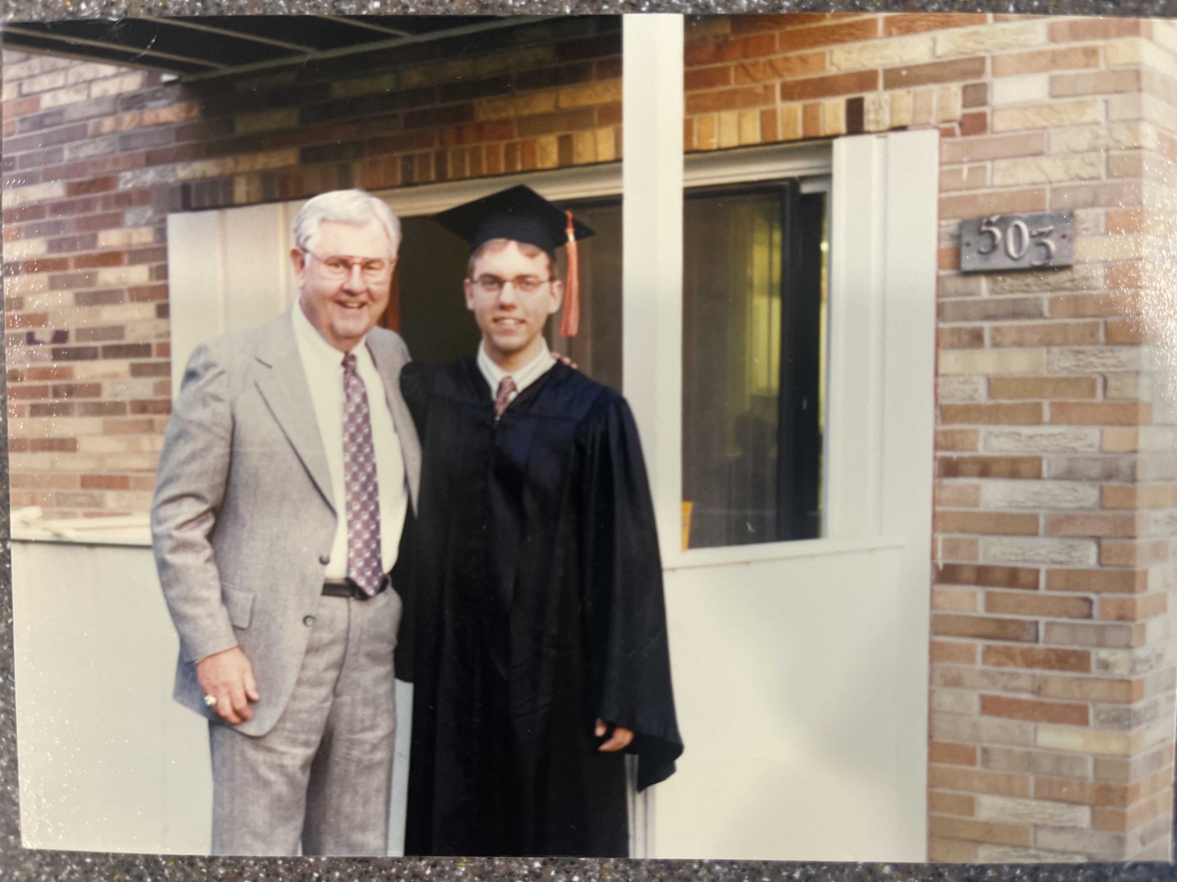 Bill Giese on graduation day with his grandfather