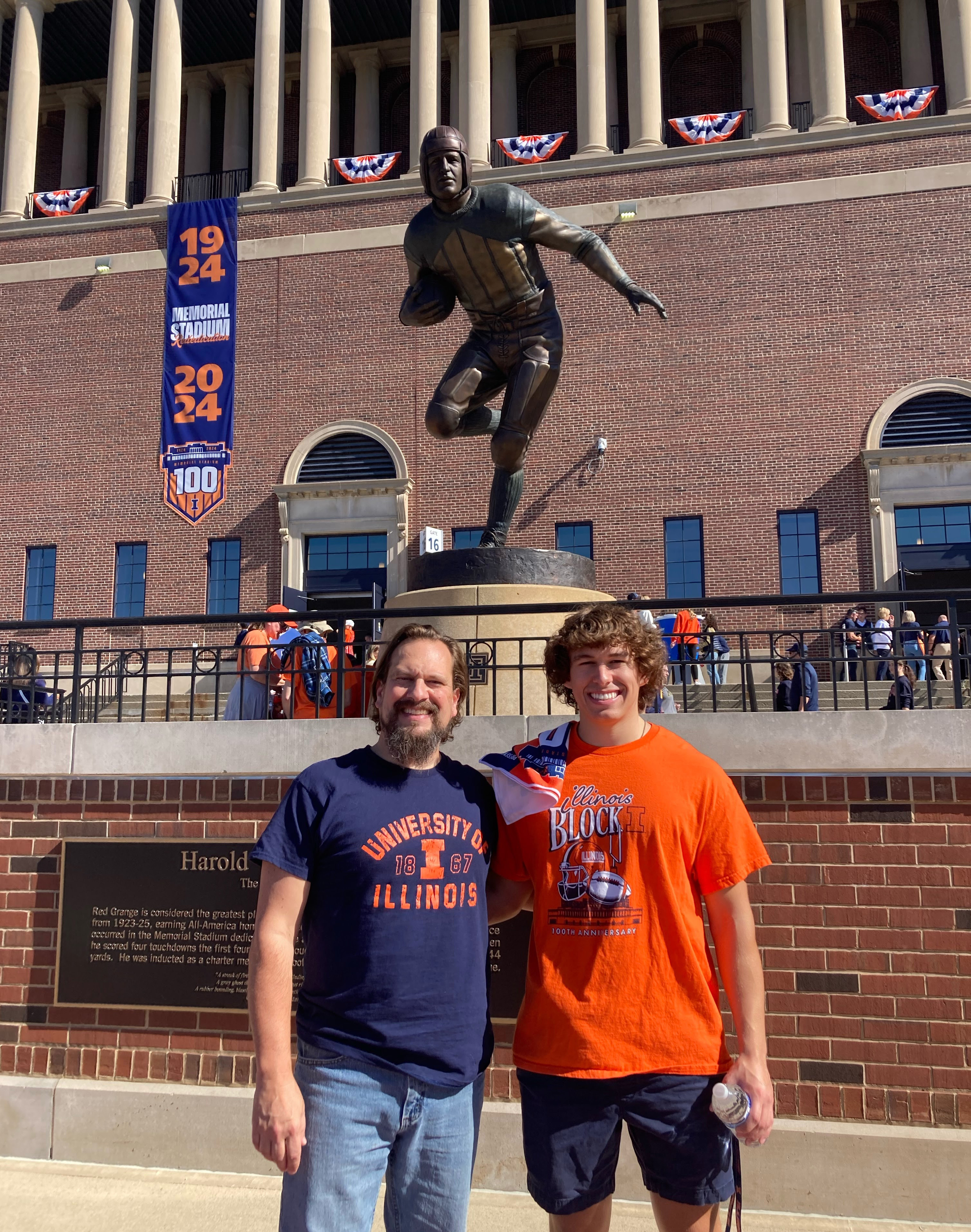 Darren and Evan in front of Memorial Stadium