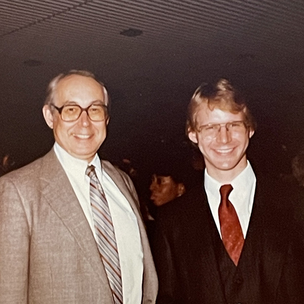 Norman Wandke and Norman Wandke Jr on his graduation day in 1985.