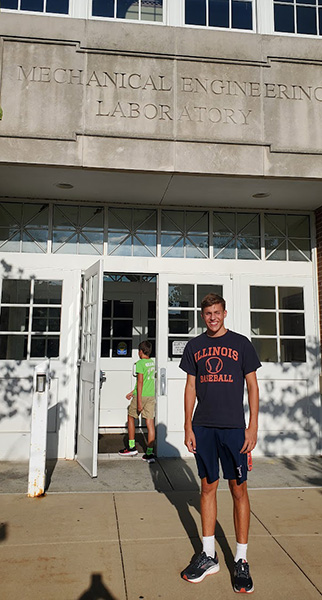 Zachary Yashar standing in front of Mechanical Engineering Lab