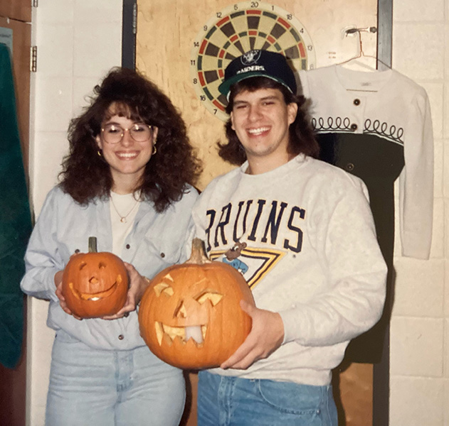 Tonarelli and his future wife Jill in college celebrating Halloween