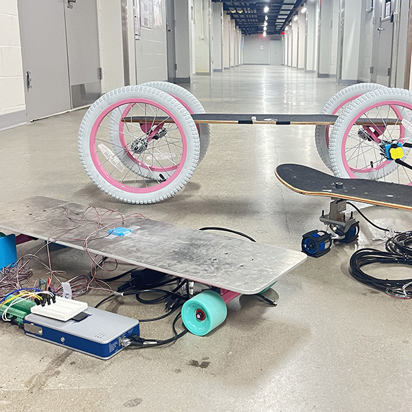 three skateboards