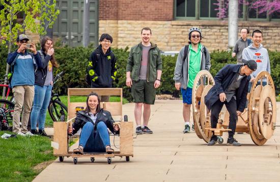 The final ME 598 competition on Bardeen Quad in Spring 2019.