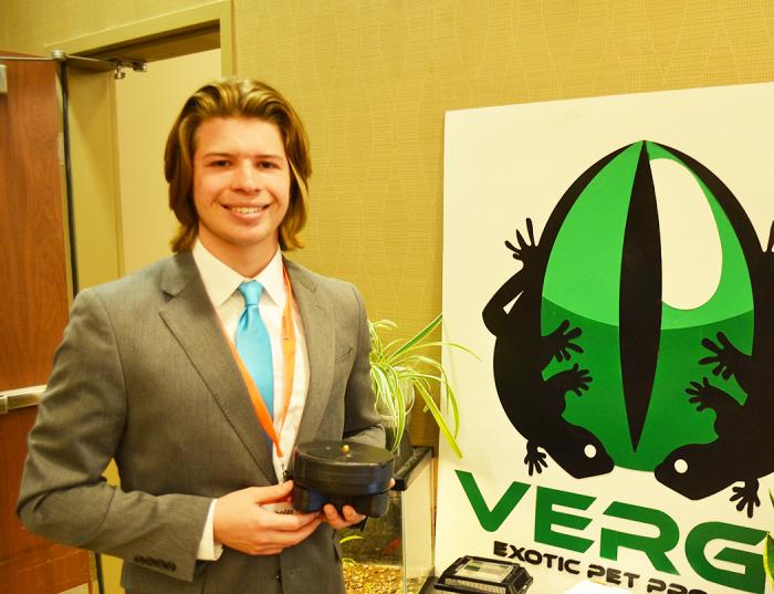 Verge Exotic Pet Products: â€œI was in high school and I had a lot of reptiles and I could never find someone to come take care of them when I was out of town and on vacation. And one thing interesting about reptiles is their feeding instinct is driven by movement so the food has to be alive in order for them to see it and then want to eat it. And there was no live feeding device on the market. The lighting, the heating, the misting can all easily be set on timers but this solution did not exist. So, because I had this own problem, I saw a lot of other people had the same problem, I decided to start creating this device. So Iâ€™ve been working on it for the past year and a half. And where Iâ€™m at is I produce 30 devices which Iâ€™ve been doing testing on and talking to consumers, and Iâ€™m looking to produce my first 1,000 devices in the early summer and start selling them online in later summer.â€ 