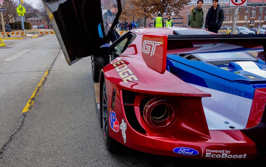 Ford displays a GT outfitted for track racing.