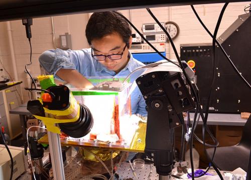 A student works in an ACRC lab.