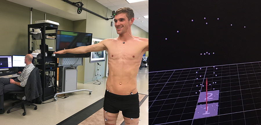 On the left: PT model, graduate student Ryan Bice. Right: The accompanying computational model.