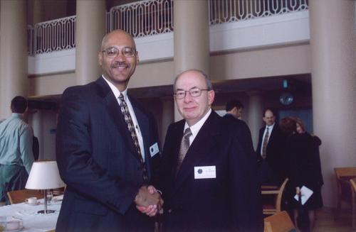 Calabrese (right) receiving his Distinguished Alumni Award in 2001. 