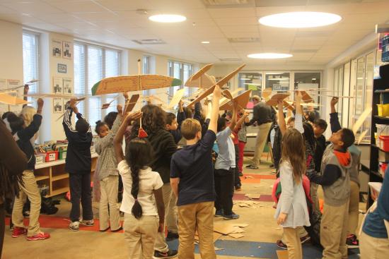 Wissa teaches the students at BTW about bio-inspired robots, including winged, gliding ones, which the students then designed.