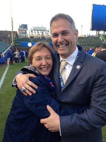 McIntyre's mom joined him for the ring ceremony at Wrigley Field.