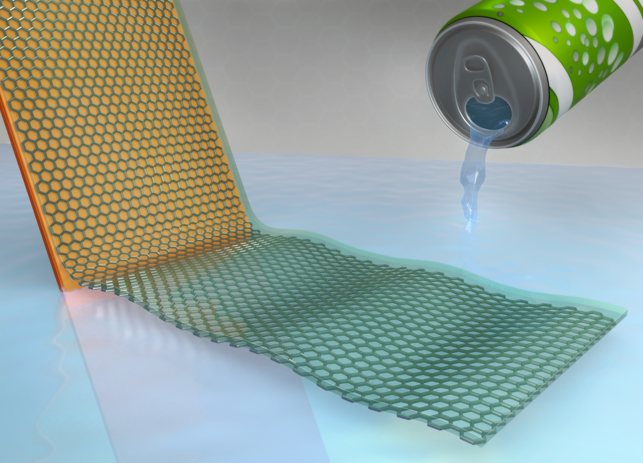 Using only soda water (carbonic acid) as the electrolyte, chemical vapor deposition synthesized graphene is easily transferred via under-etching delamination, allowing for multiple reuse of the metal catalyst substrate.