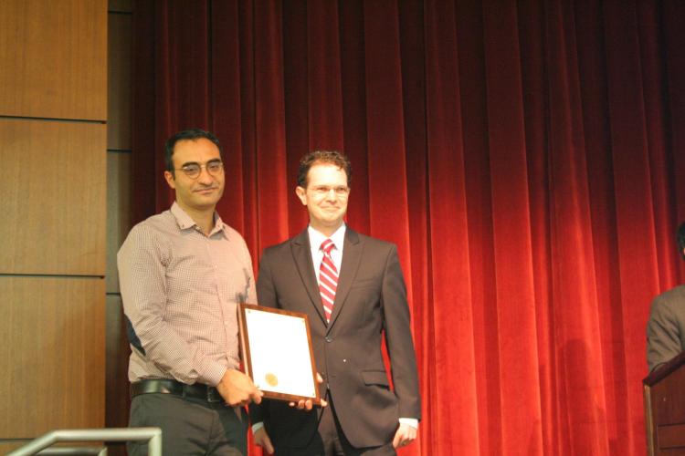 Sam Tawfick receives the Chao and Trigger Young Manufacturing Engineer Award.