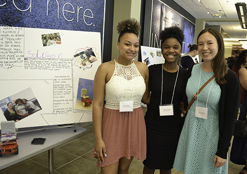 Kawamura (right) with two of the students she mentored.