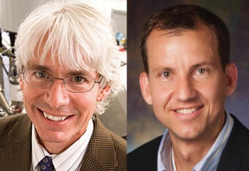 Professors Anthony Jacobi and Harley Johnson, the current and previous associate head for graduate programs, respectively.