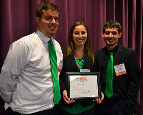 MechSE graduate students Samantha Knoll and Brian McGuigan (right) with Alex Kreig (left), a PhD candidate in bioengineering.