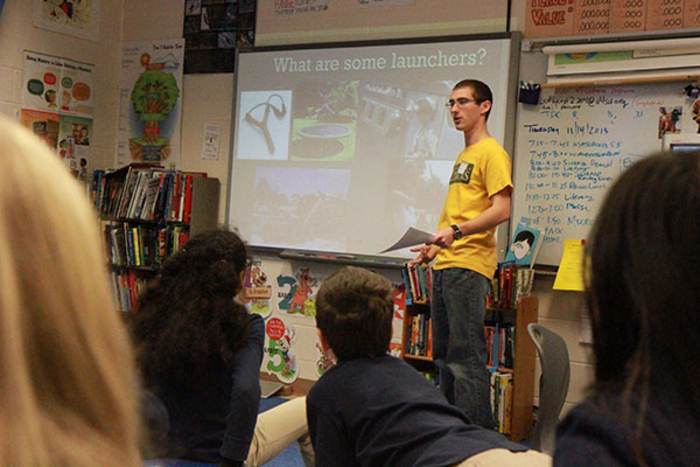 Dostart shares his passion for engineering with Stratton Elementary students.
