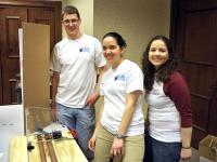 Val and Ann with fellow classmate Mark Figge during the Engineering Open House their freshman year.