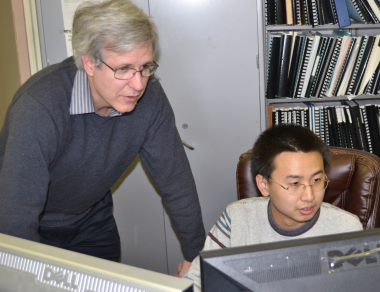 Professor Brian Thomas and graduate student Rui Liu.