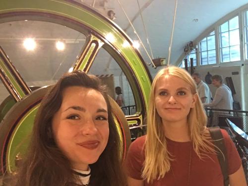 Joanna and I in front of one of the historic engines of Tower Bridge.