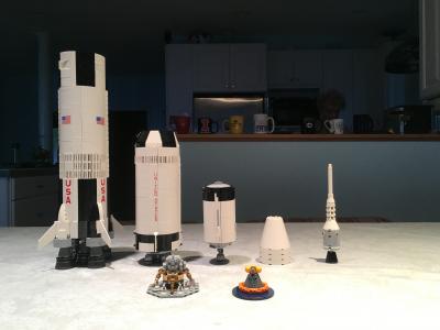 Just like the real rocket, the Lego model splits into segments. Photo by Taylor Tucker.