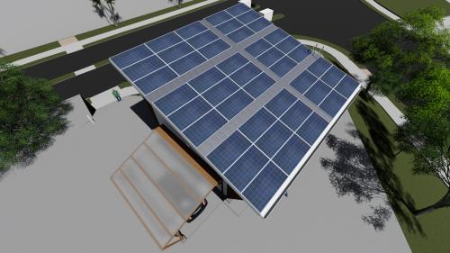 The building's solar energy will help it achieve net-zero.
