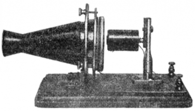 Alexander Graham Bellâ€™s Centennial Model telephone. Image in the public domain.