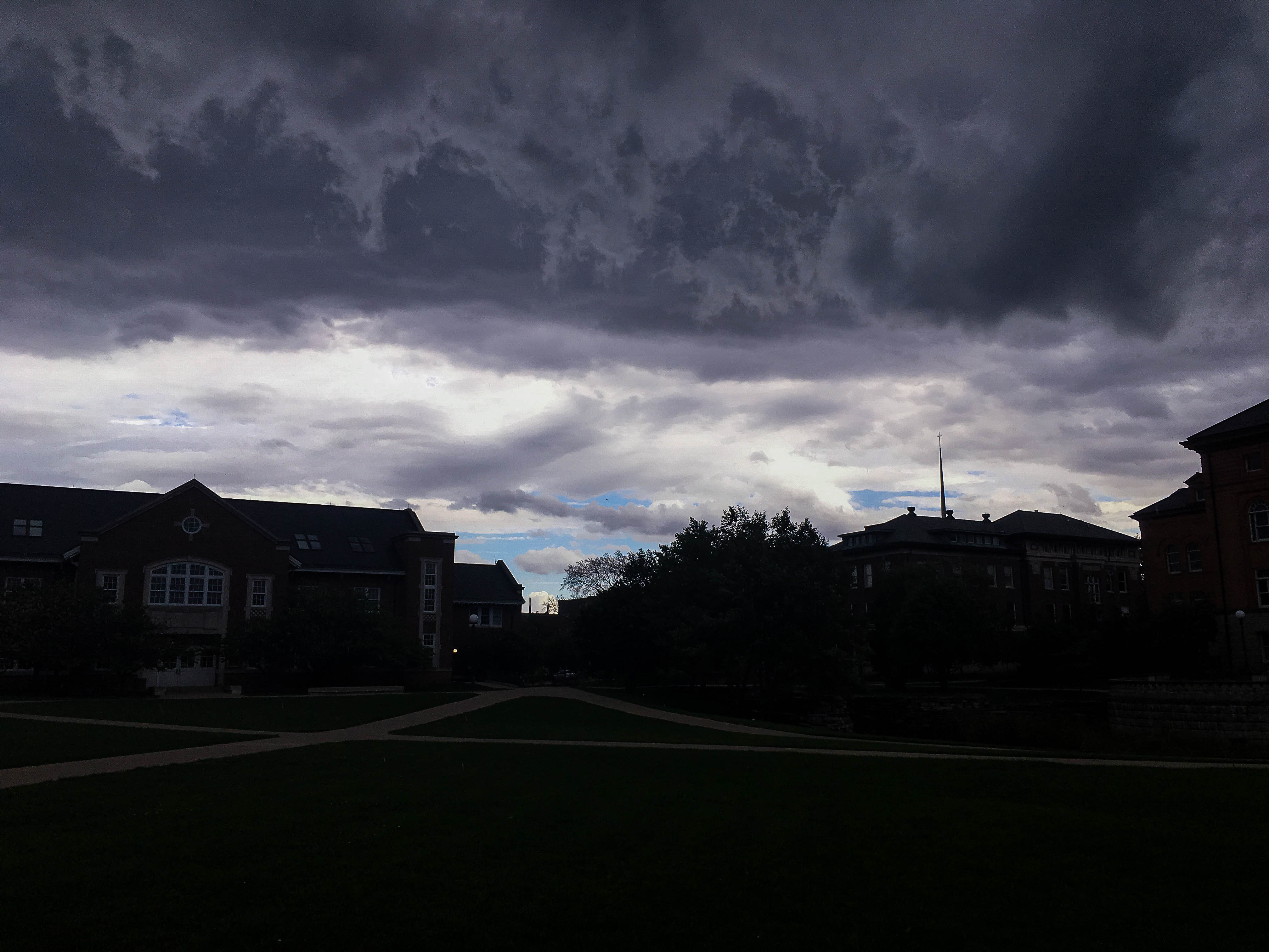 Storm coming in over the Engineering Quad.