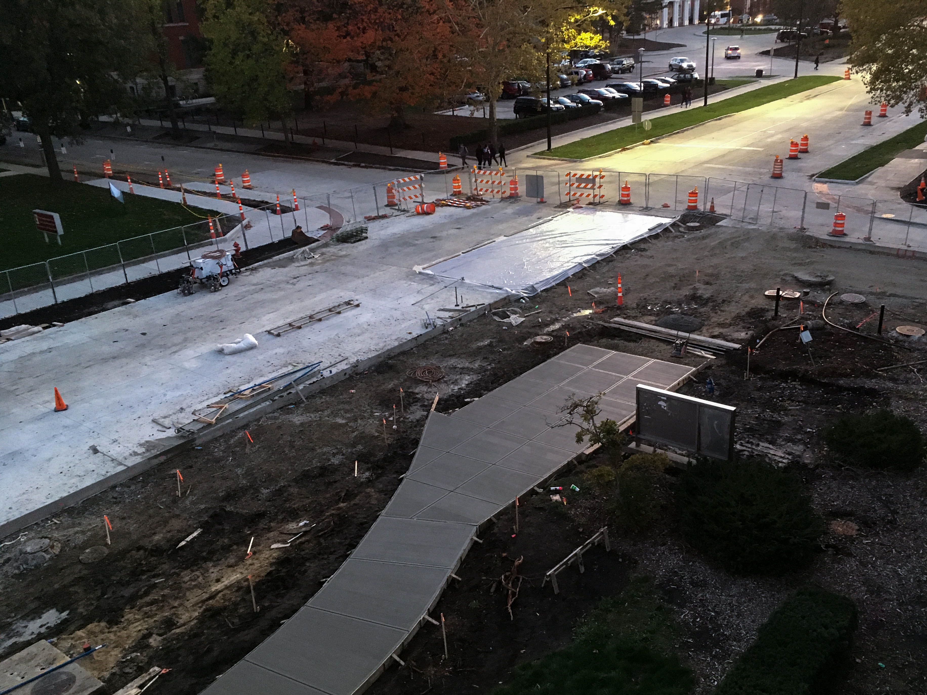 Progress of the construction at the corner of Green and Mathews.