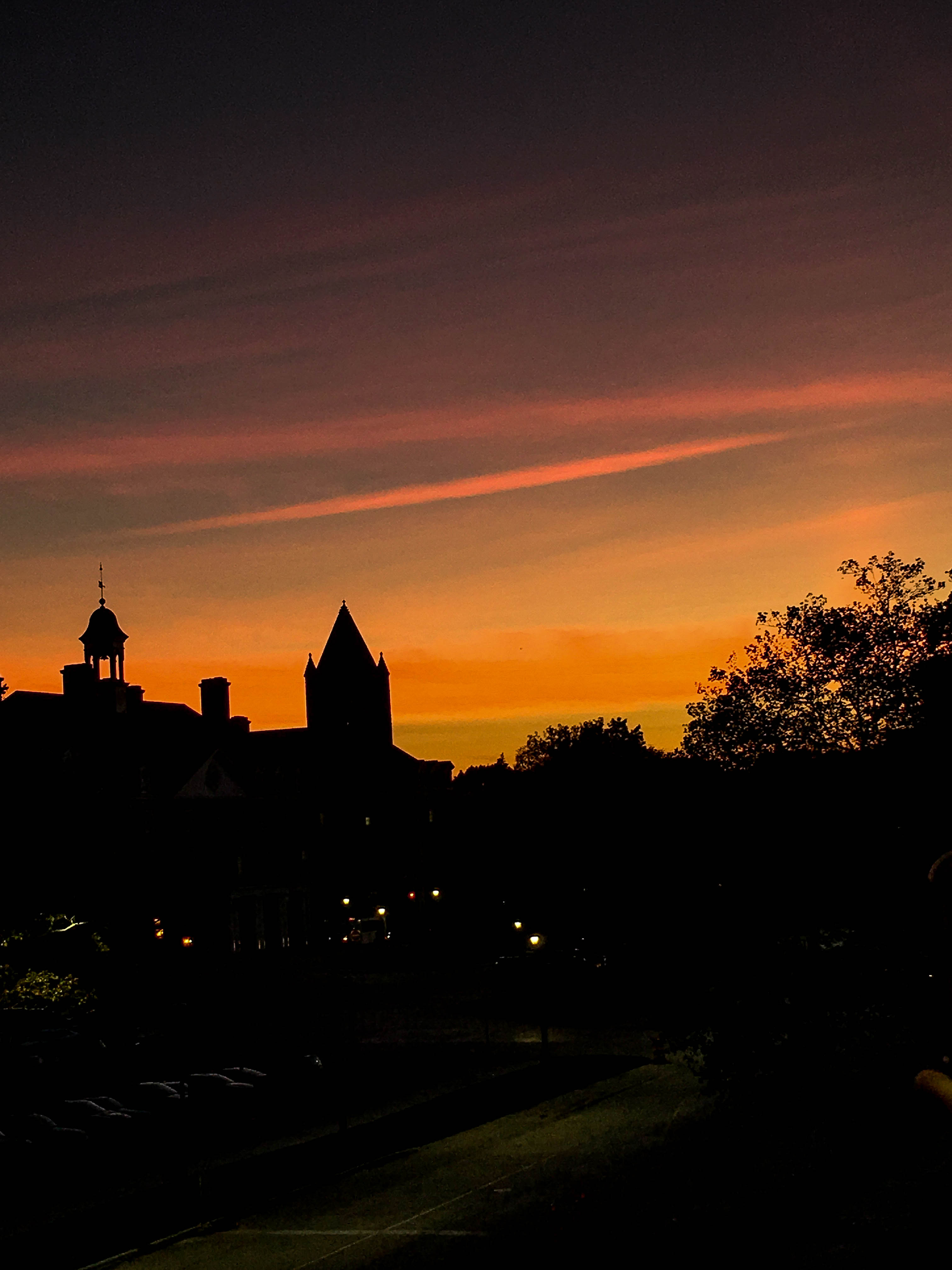 Sunset over Altgeld Hall in late October.