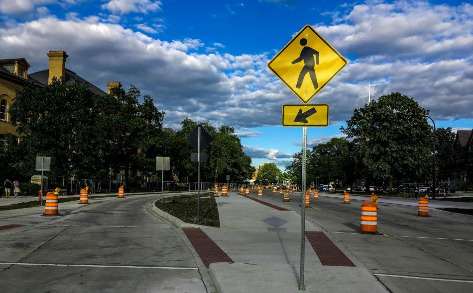 Construction on Green Street in the first week of September. 