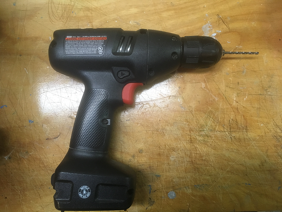 This drill was designed to stand up on its own, but can't. Photo by Tayor Tucker.