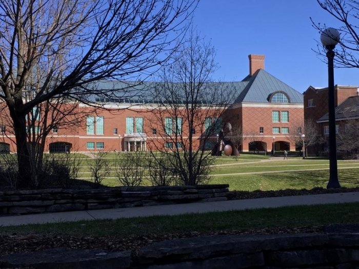 Looking at Grainger from outside Engineering Hall.