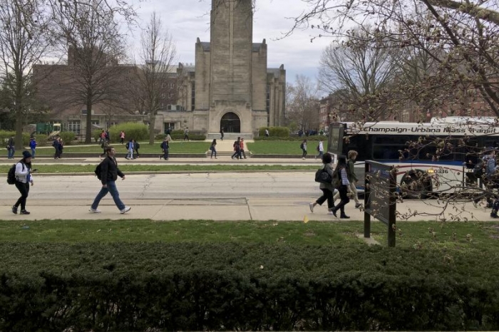 Same view of Green St. between classes.