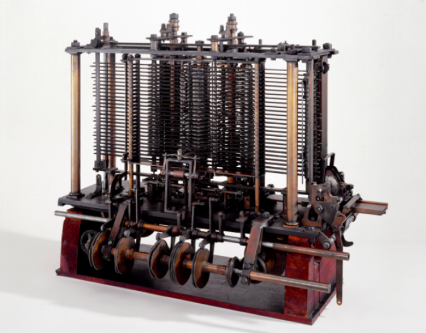 A real-life example of a machine similar to those inspired by steampunk is the mechanical computer model designed by Charles Babbage.