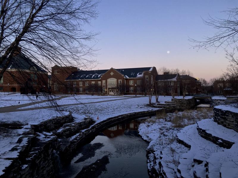 Boneyard Creek with the waxing moon.