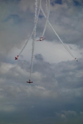 These T-6 Texans are exiting a downward spin. Photo by Taylor Tucker. 