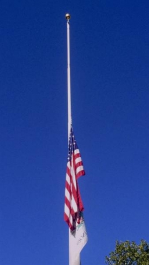 Flag at half-mast outside the Illini Union on September 11.