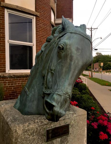 A large horse head bust in Monticello.