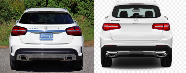 An obvious difference between these two cars is the arrangement of the tail lights.