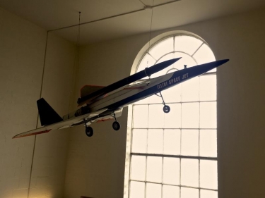 Student-built Space Jet model, hanging in Talbot Lab.