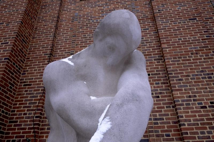 A Lorado Taft sculpture behind Foellinger Auditorium on the Main Quad.