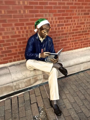 The Engineer still has his hat from the holidays.