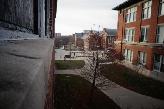 View west toward MEL from MEB.