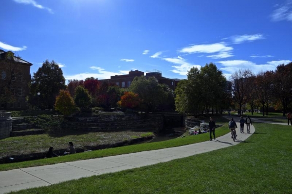 A sunny fall day by the Boneyard, Bardeen Quad.