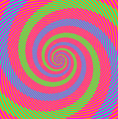 The blue and green swirls in this optical illusion are actually the same color.