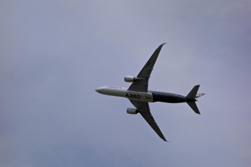 The new Airbus A-350 did a demonstration.